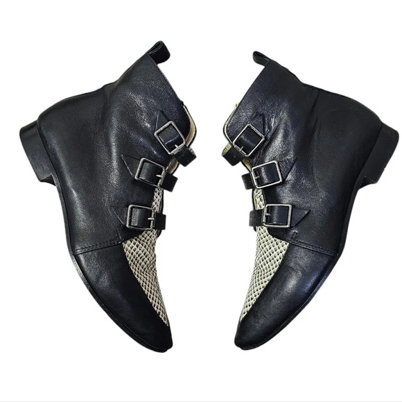 Jimmy Choo Ankle Boots Marlin Cream Snake Print &‎ Black Leather - Picture 4 of 16